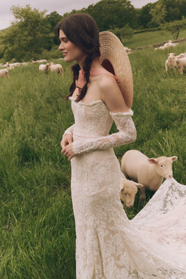 Sequoia Lace Off-The-Shoulder Long-Sleeve Mermaid Wedding Gown