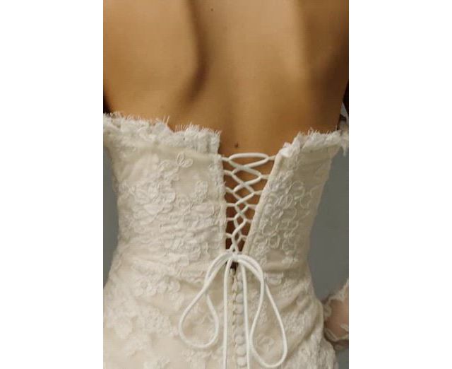 Daughters of Simone Sequoia Lace Off-The-Shoulder Long-Sleeve Mermaid Wedding Gown #8