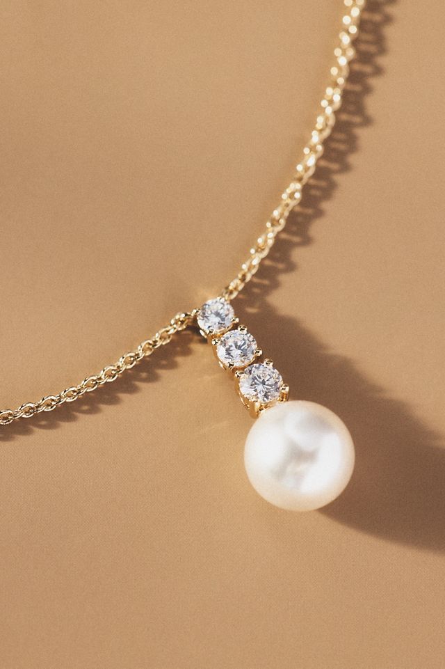 NADRI Camila Pearl & Crystal Drop Pendant Necklace #1