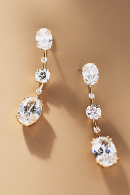 Nadri Evelyn Multi Oval Crystal Linear Drop Earrings In Gold