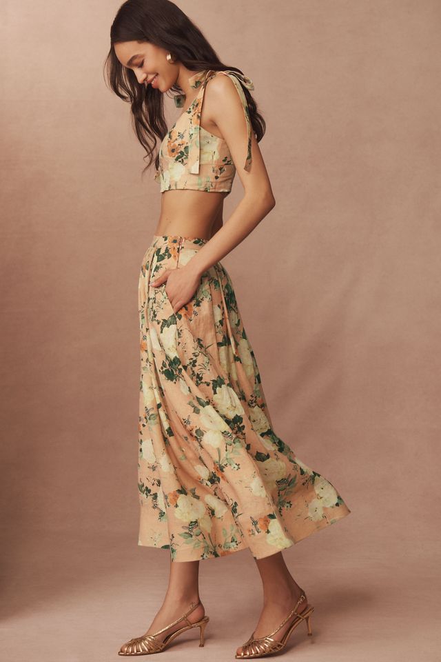 BHLDN Bailey Linen Blend Cami & Midi Skirt Set #4