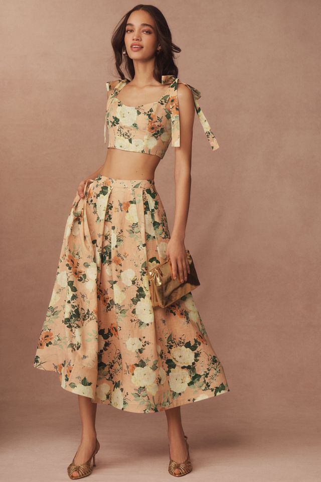 BHLDN Bailey Linen Blend Cami & Midi Skirt Set #1