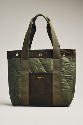 Barbour Healy Quilted Tote Bag In Green