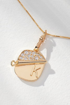 By Anthropologie Sardine Tin Charm Monogram Necklace