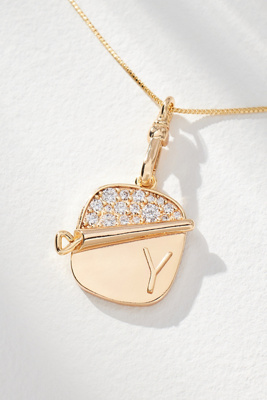 By Anthropologie Sardine Tin Charm Monogram Necklace