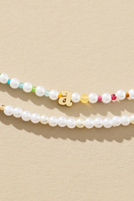 By Anthropologie Pearl Monogram Necklaces, Set Of 2