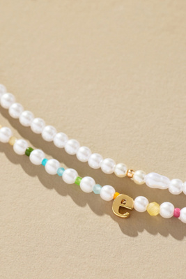 By Anthropologie Pearl Monogram Necklaces, Set Of 2