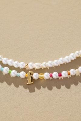By Anthropologie Pearl Monogram Necklaces, Set Of 2