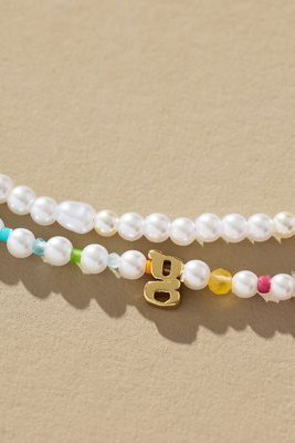 By Anthropologie Pearl Monogram Necklaces, Set Of 2
