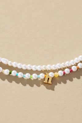 By Anthropologie Pearl Monogram Necklaces, Set Of 2