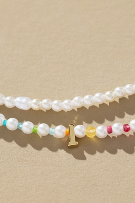 By Anthropologie Pearl Monogram Necklaces, Set Of 2