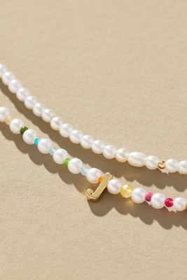 By Anthropologie Pearl Monogram Necklaces, Set Of 2