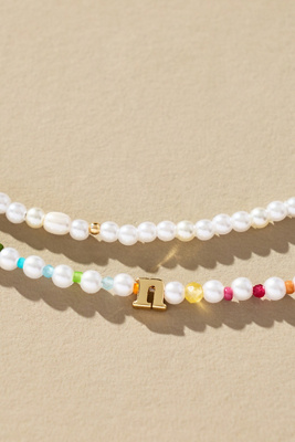 By Anthropologie Pearl Monogram Necklaces, Set Of 2