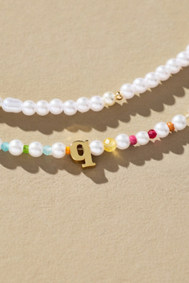 By Anthropologie Pearl Monogram Necklaces, Set Of 2