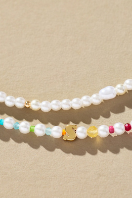 By Anthropologie Pearl Monogram Necklaces, Set Of 2
