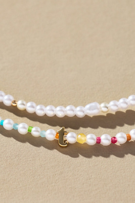 By Anthropologie Pearl Monogram Necklaces, Set Of 2