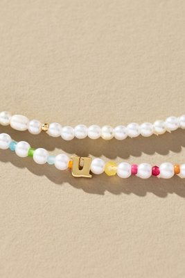By Anthropologie Pearl Monogram Necklaces, Set Of 2