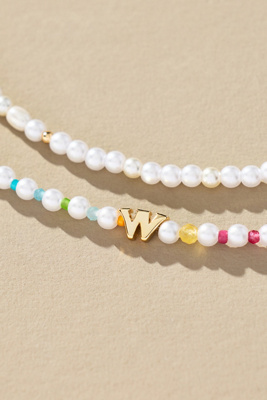 By Anthropologie Pearl Monogram Necklaces, Set Of 2
