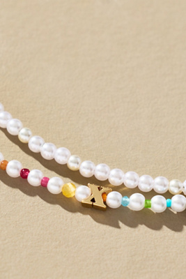 By Anthropologie Pearl Monogram Necklaces, Set Of 2