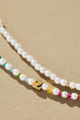 By Anthropologie Pearl Monogram Necklaces, Set Of 2