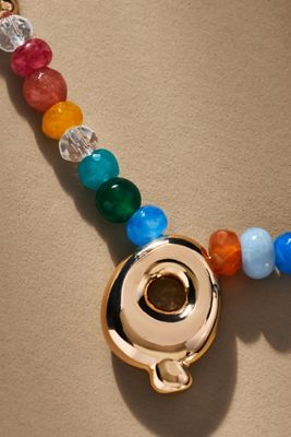 Colorful Beaded Bubble Letter Monogram Necklace