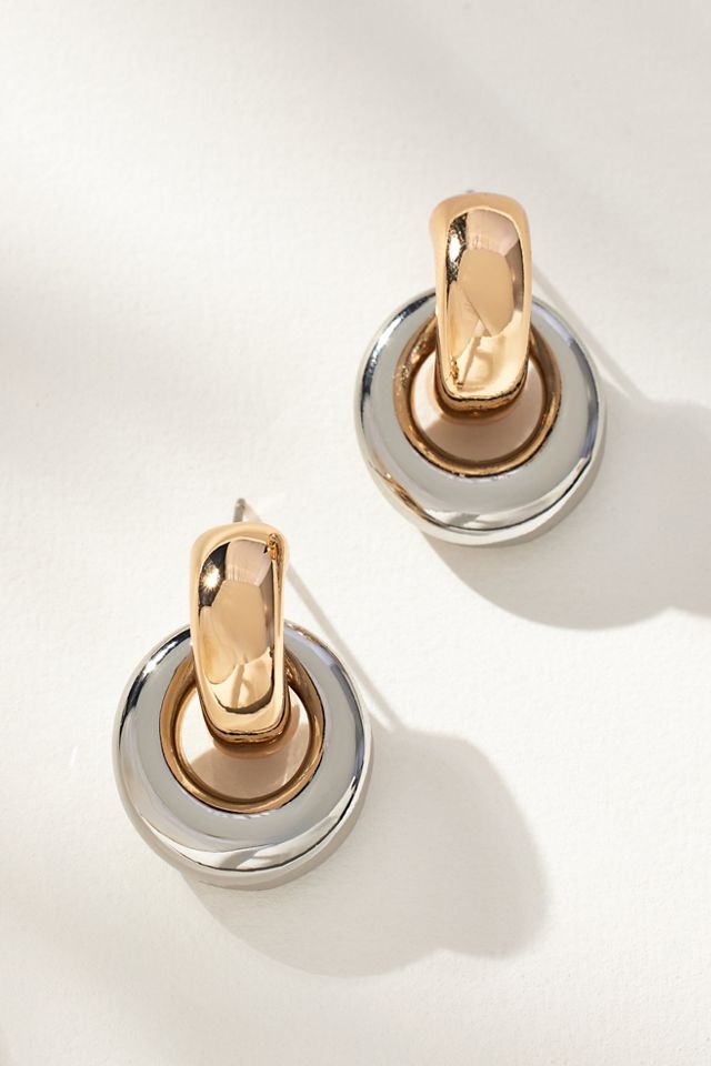 Two-Tone Mini Drop Earrings #1