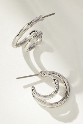 By Anthropologie Hammered Spiral Earrings In Silver