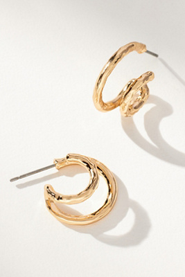 By Anthropologie Hammered Spiral Earrings In Gold