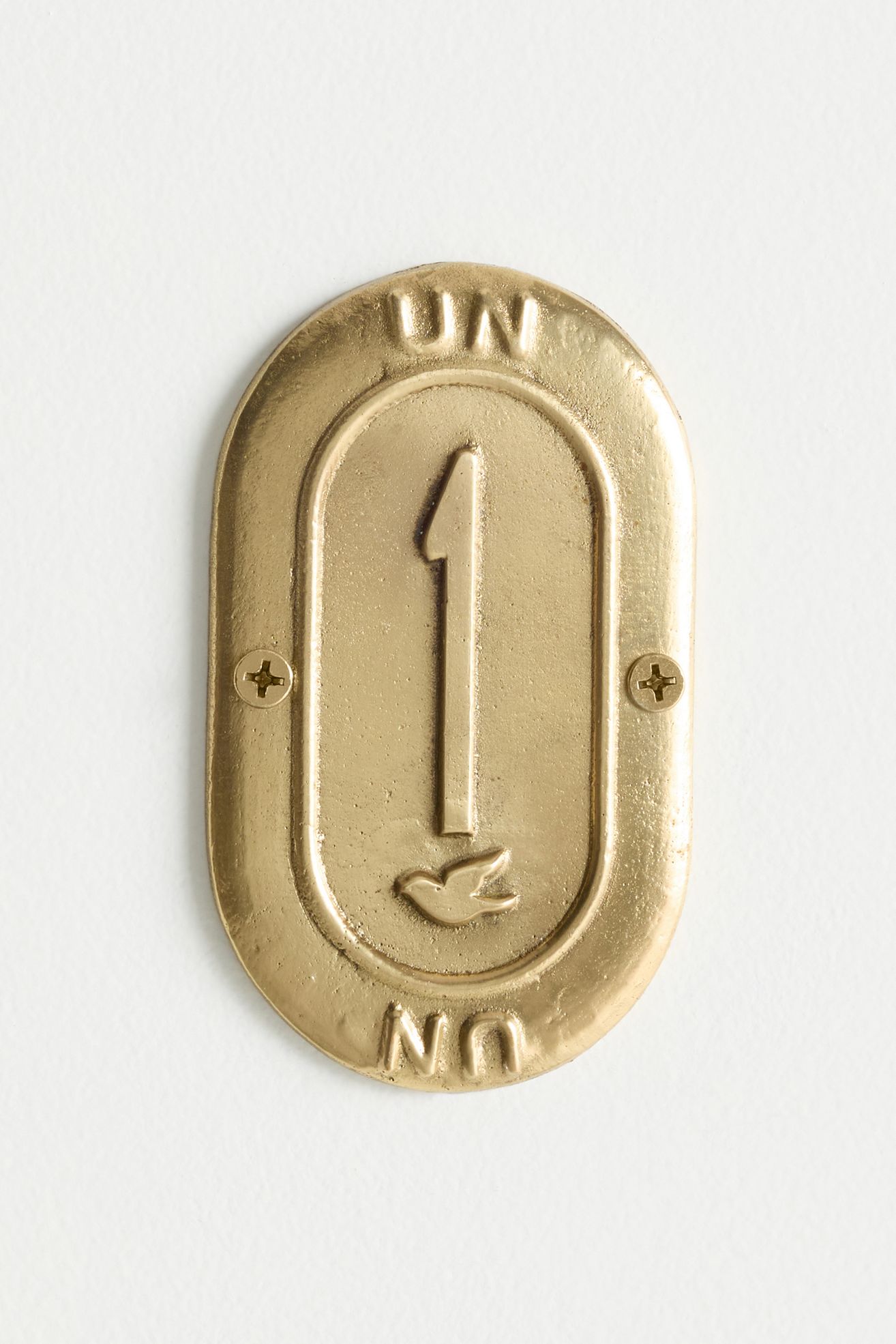 Claudette Brass House Numbers - Brushed Brass, One Size