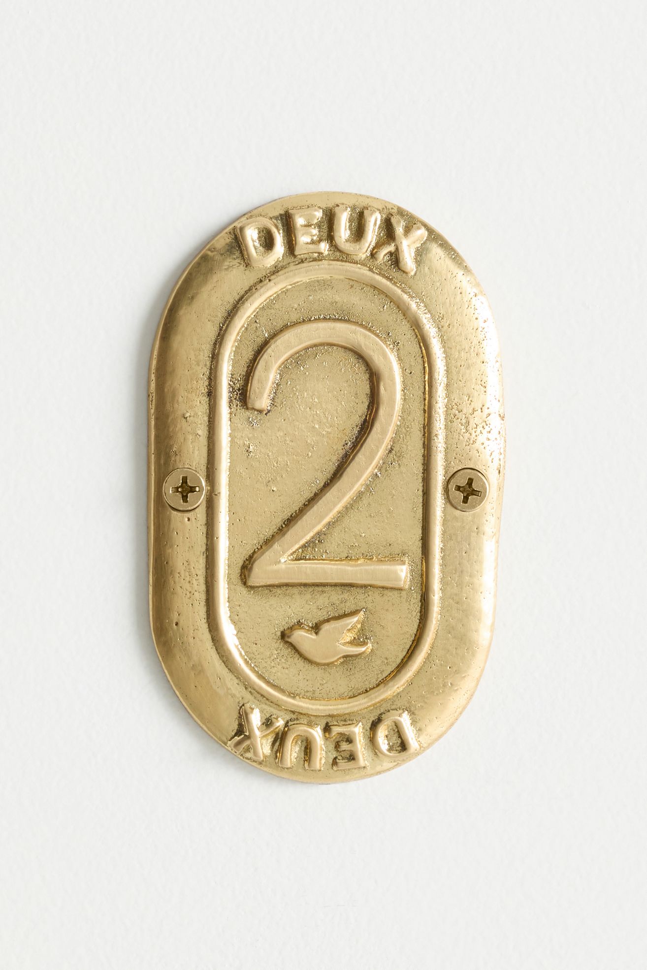 Claudette Brass House Numbers - Brushed Brass, One Size
