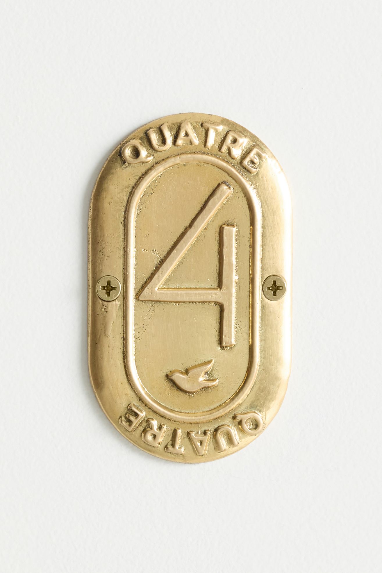 Claudette Brass House Numbers - Brushed Brass, One Size