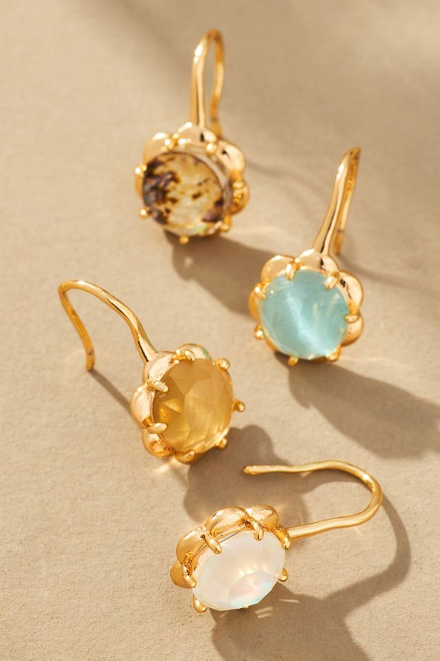 Stone Fishhook Drop Earrings #2