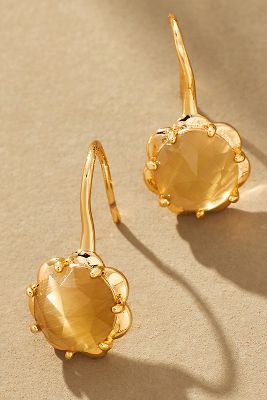 Stone Fishhook Drop Earrings