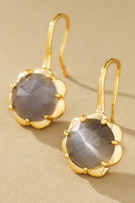 Stone Fishhook Drop Earrings