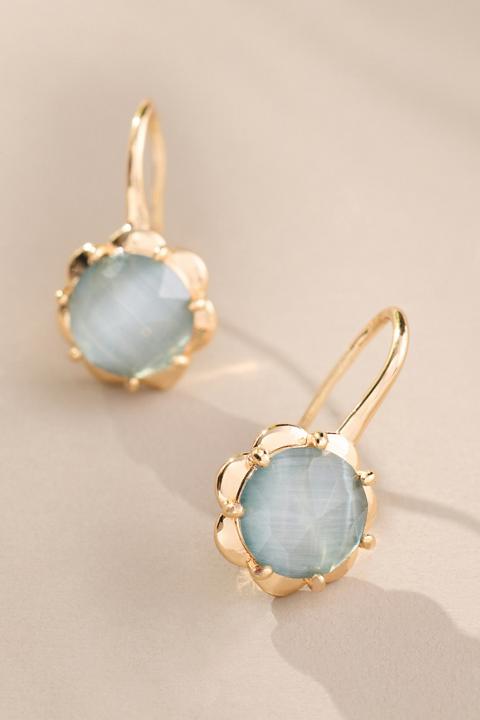 Stone Fishhook Drop Earrings