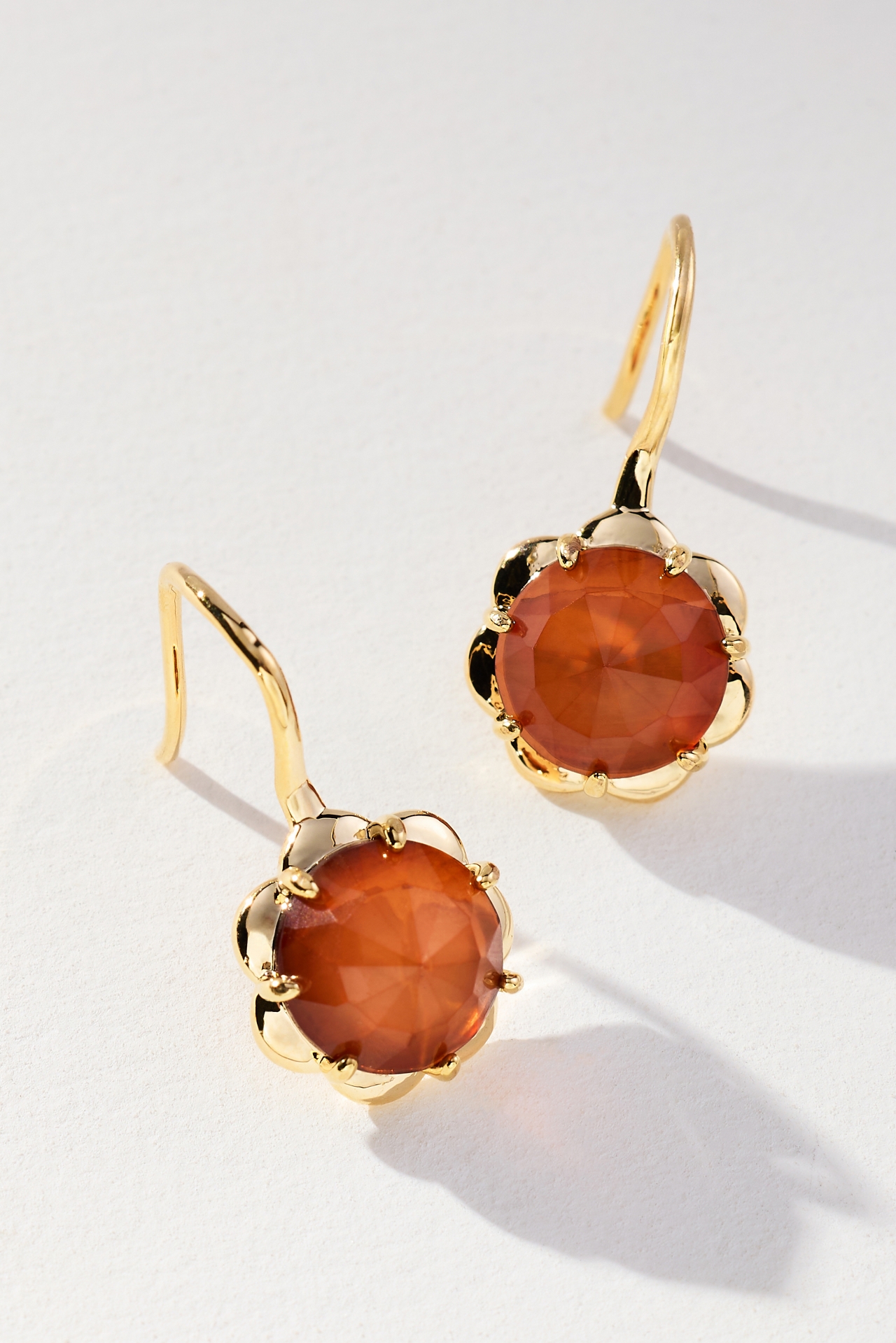 Stone Fishhook Drop Earrings