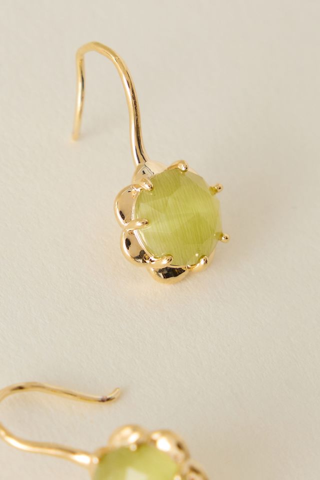 Stone Fishhook Drop Earrings #1