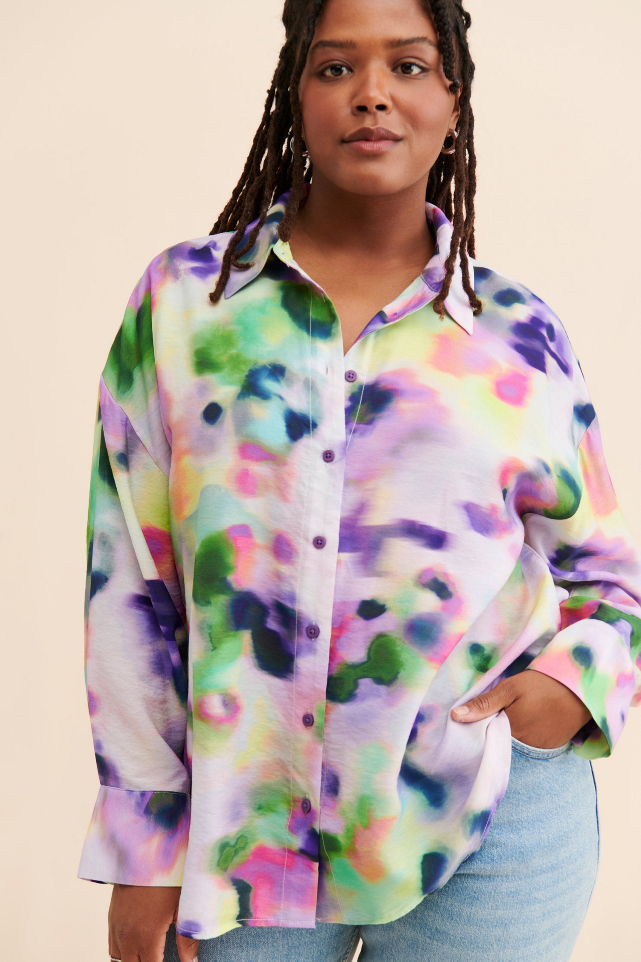 Eloquii Organdy Printed Buttondown