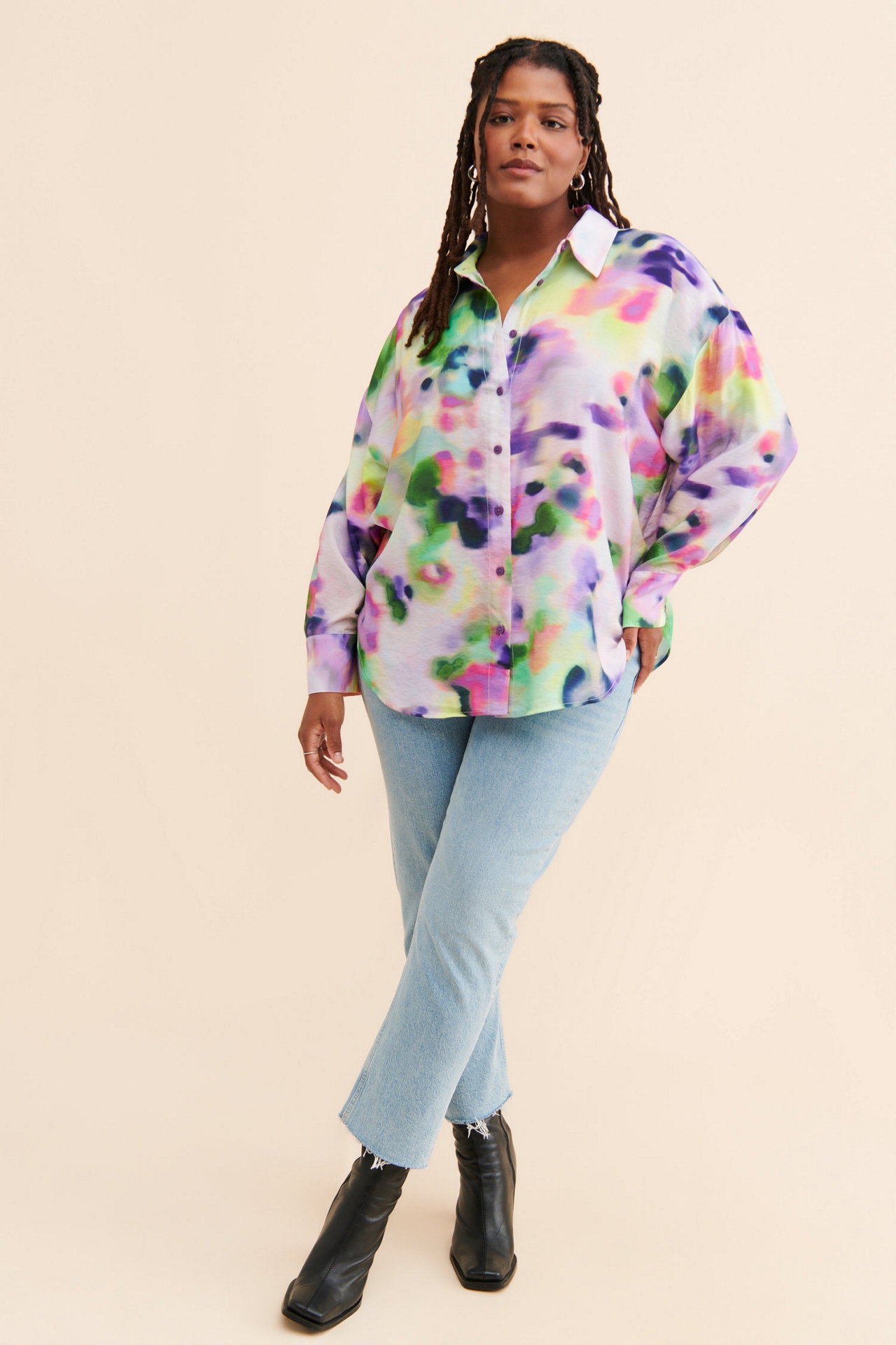 Eloquii Organdy Printed Buttondown