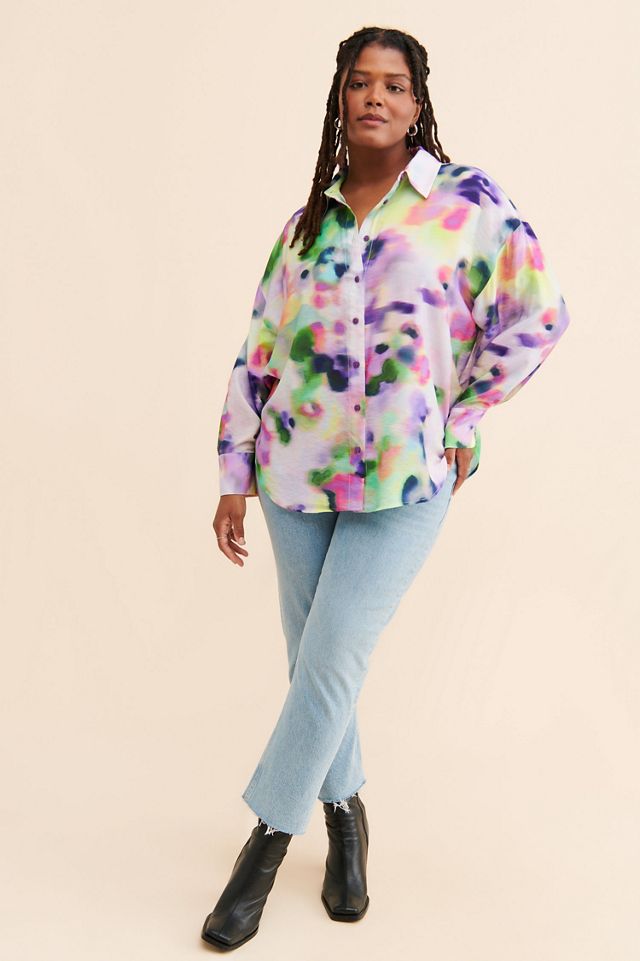 Eloquii Organdy Printed Buttondown #3