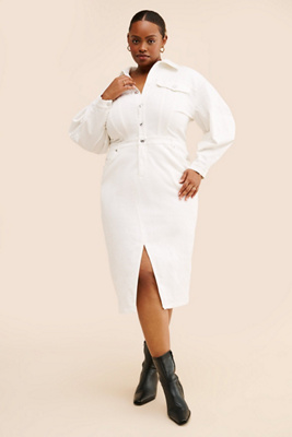 Eloquii White Denim Midi Dress | Anthropologie