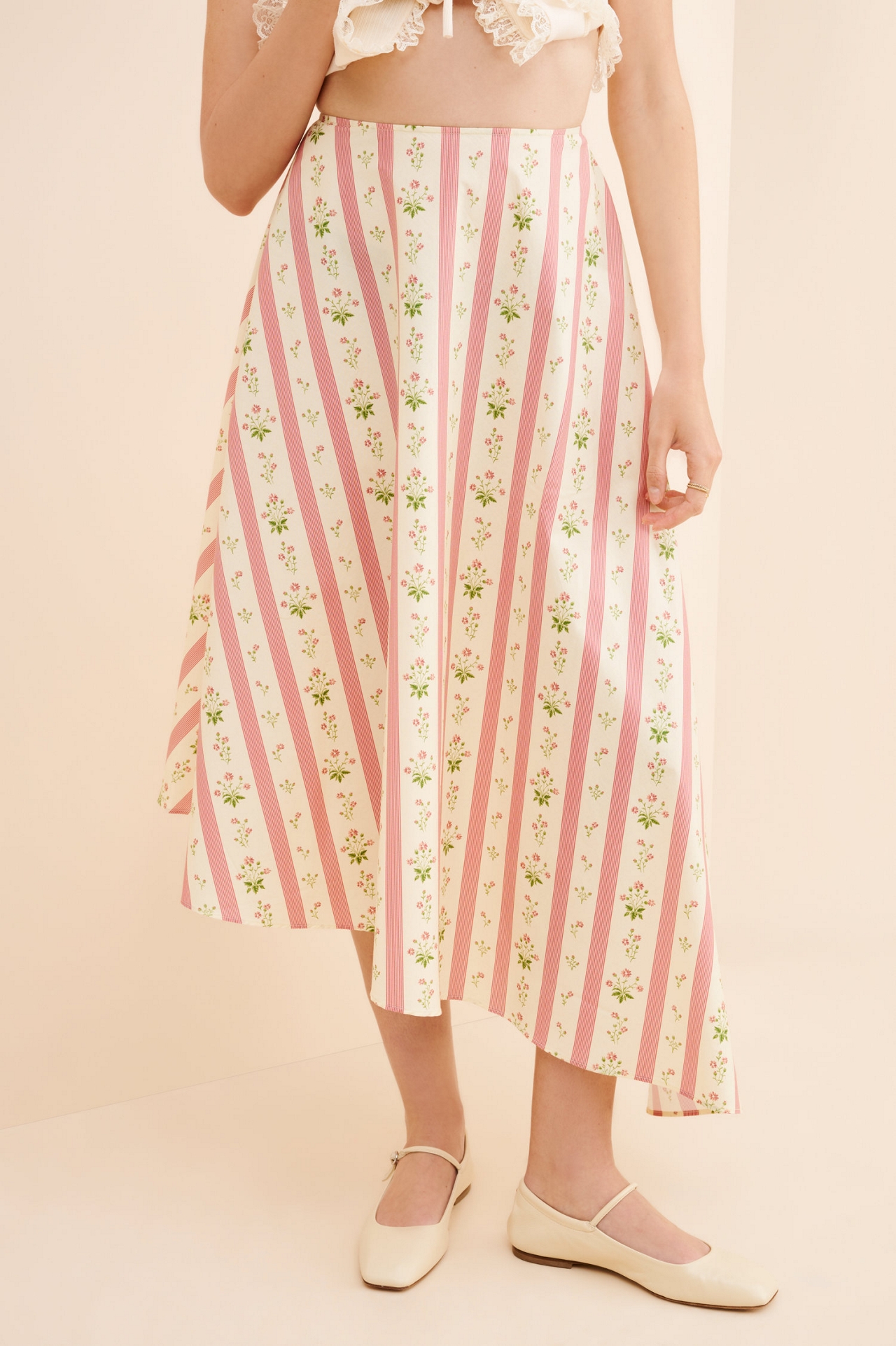 WeWoreWhat Asymmetrical Floral Midi Skirt