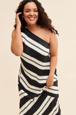 Eloquii One-Shoulder Stripe Dress