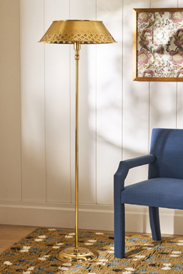 Anthropologie Amilia Enameled Brass Perforated Floor Lamp