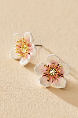 Les Nereides White Cherry Blossom Post Earrings