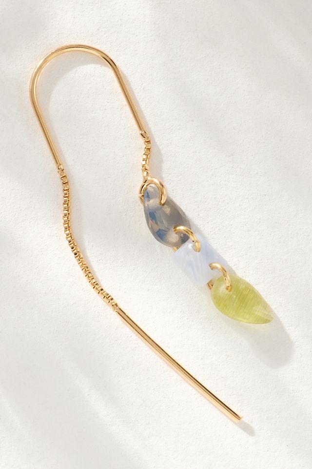 Triple-Gem Fish Hook Earrings #1