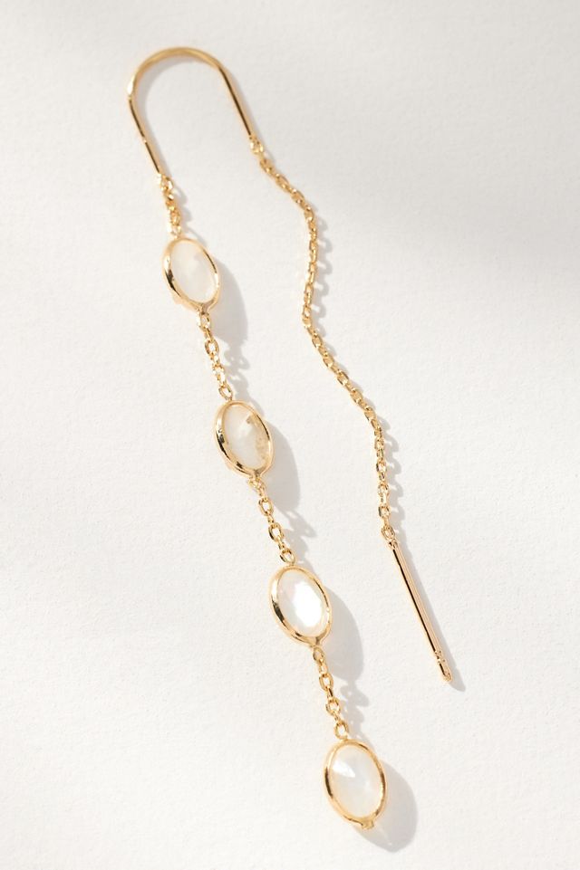 Crystal Oval Threader Earrings #1