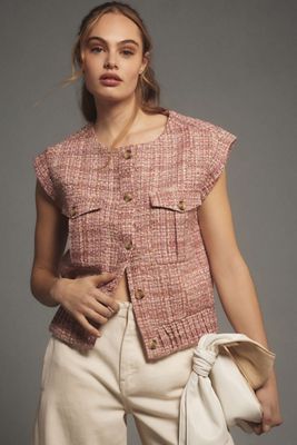 Maeve Extended Shoulder Tweed Vest
