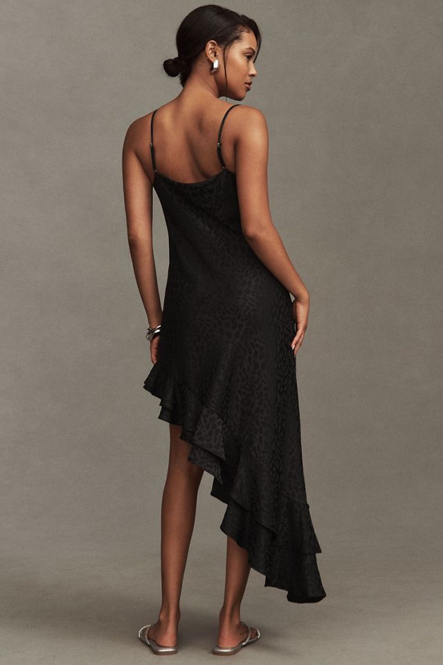 BHLDN Mila Asymmetrical Cheetah Satin Jacquard Midi Dress #1