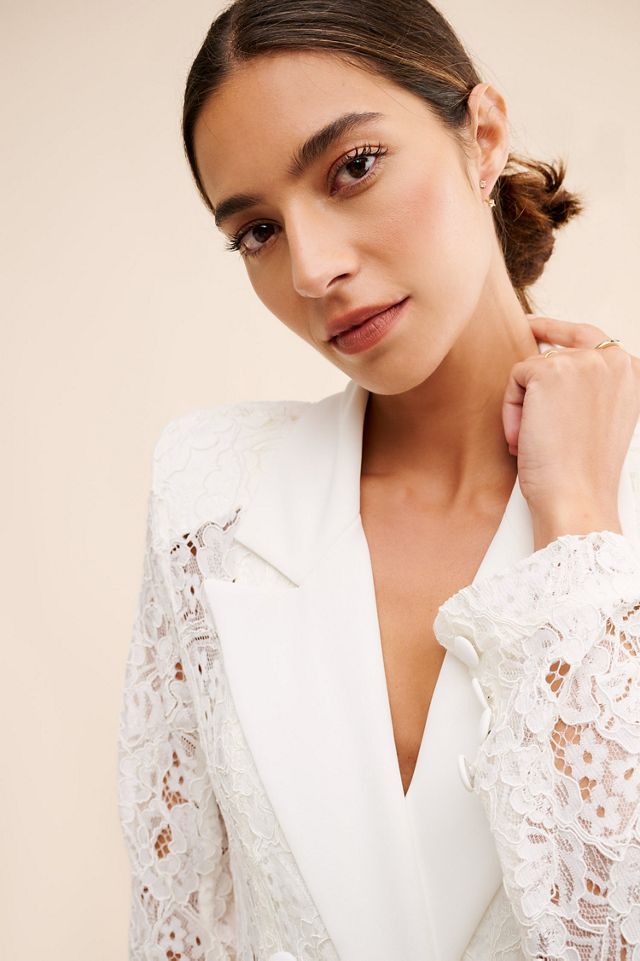 Avec Les Filles Double Breasted Lace Blazer #2